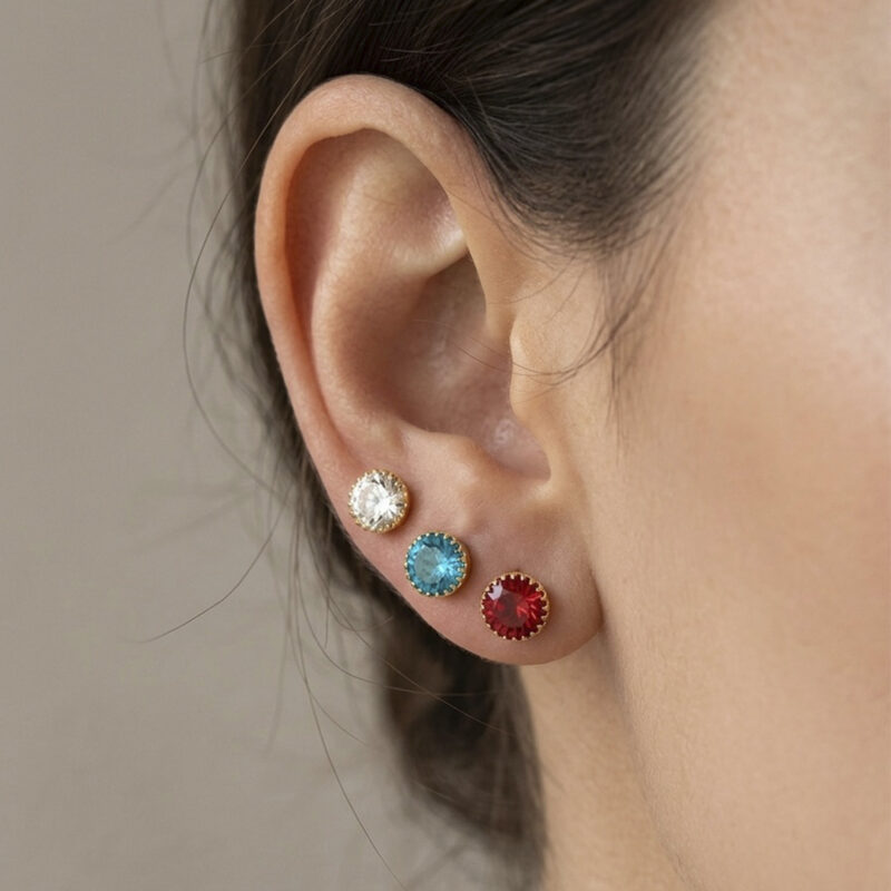 Brinco Trio de Ponto de Luz Banhado em Ouro 18K