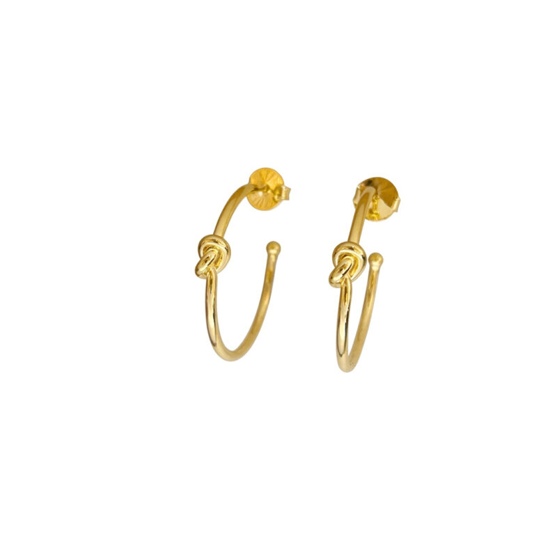 Brinco Argola Nó Banhado em Ouro 18k