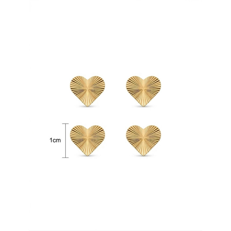 Brinco Dupla Coração Banhado em Ouro 18k