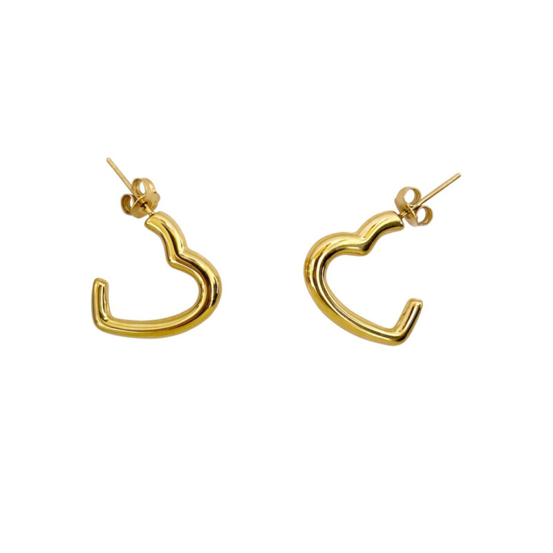 Brinco Argola Coração em Aço