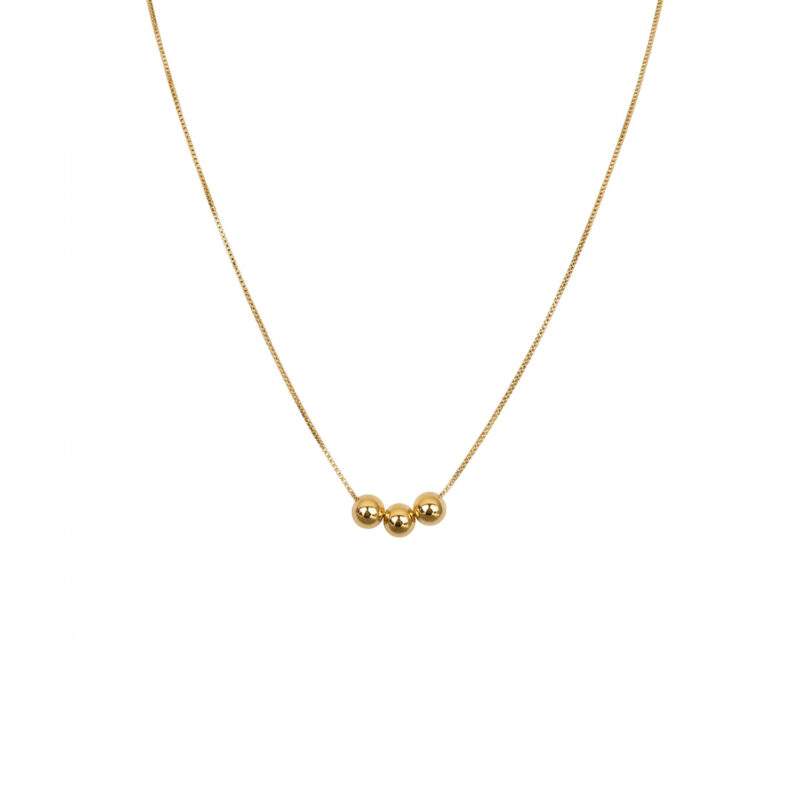 Colar 3 Esferas Banhado em Ouro 18K
