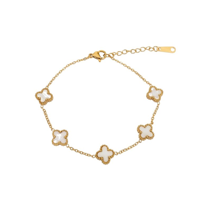 Pulseira (17 cm + 5 cm) 5 Trevos em Aço