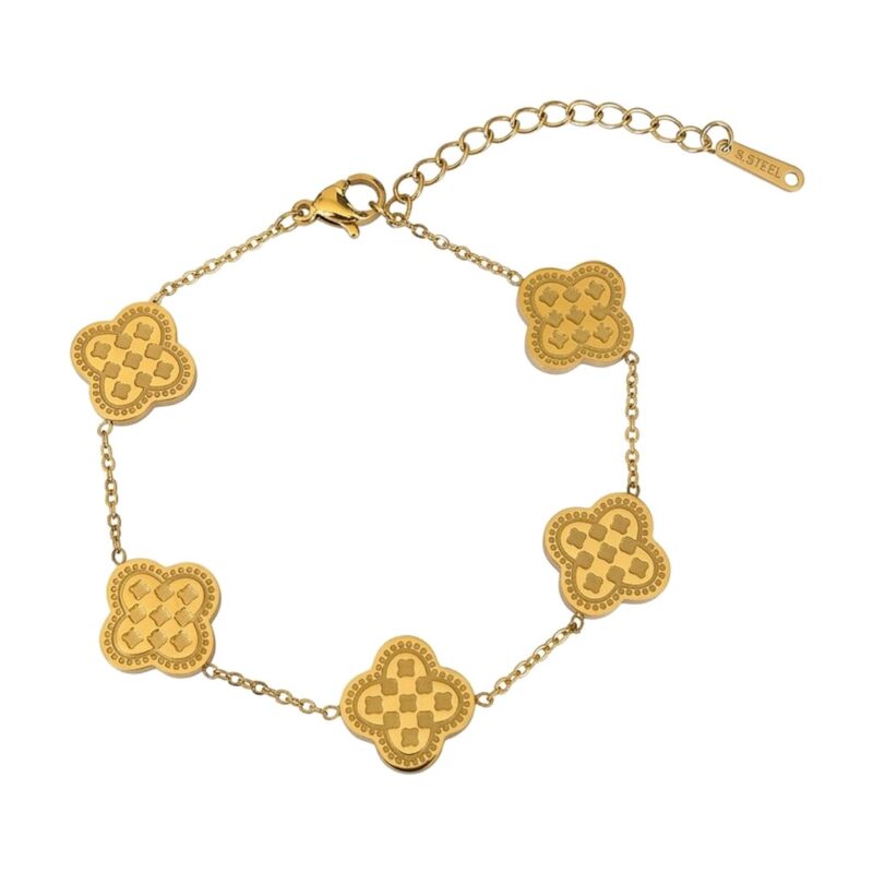 Pulseira (17 cm + 5 cm) Trevo em Aço