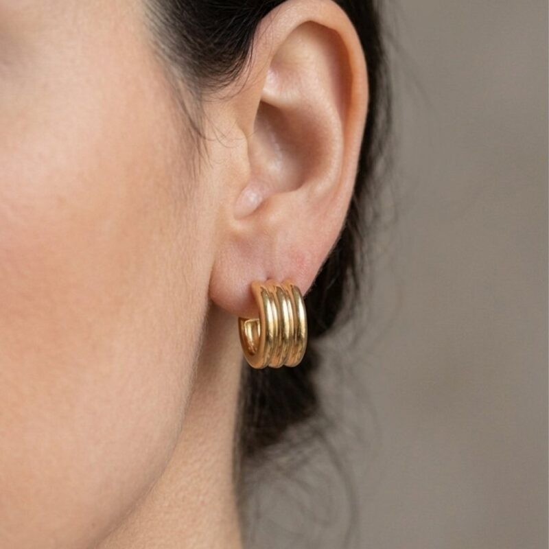 Brinco Argola Riscada Banhado em Ouro 18k