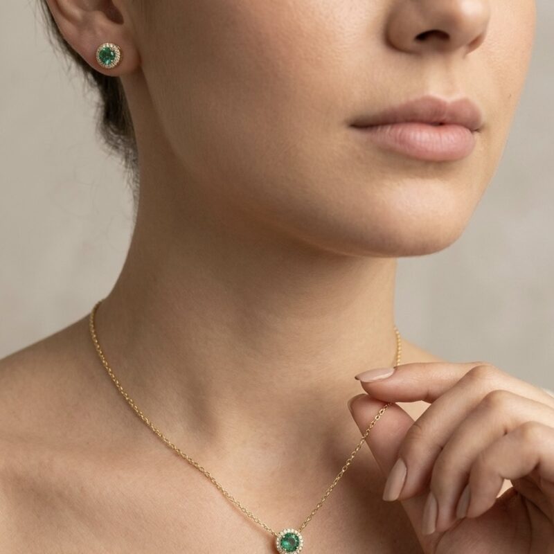 Conjunto Ponto de Luz Cravejado Banhado em Ouro 18k