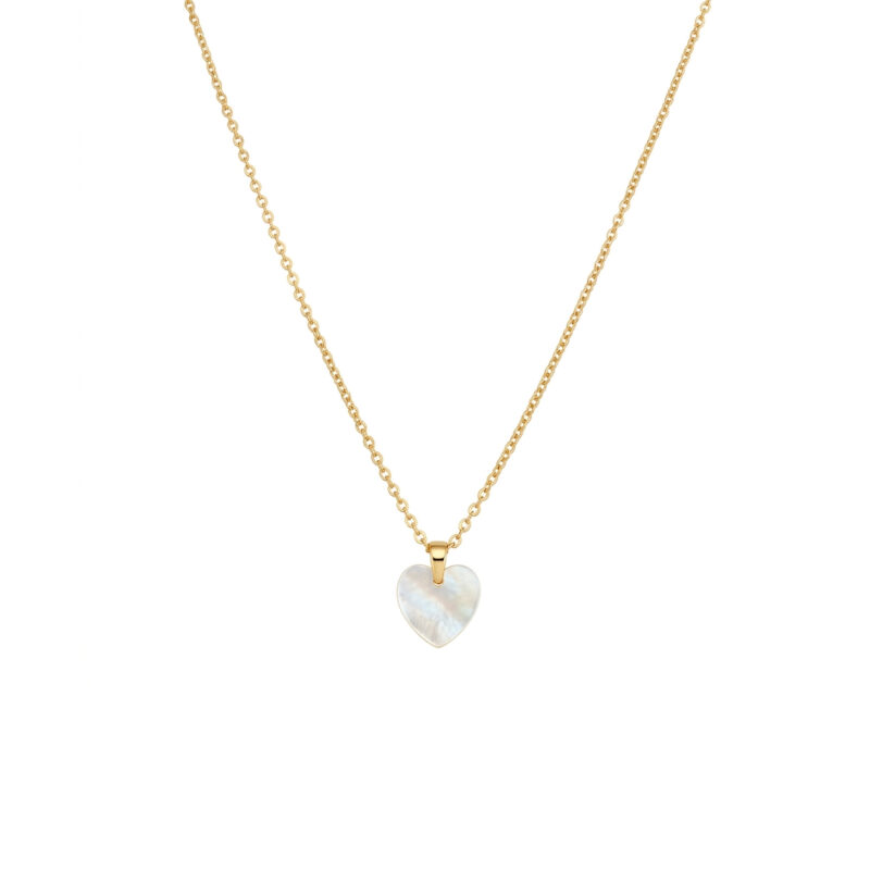 Colar(45cm + 5 cm) Coração Madreperola Banhado em Ouro 18k