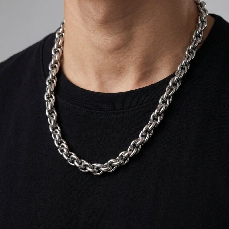 Colar Longo Elos Grosso em Aço