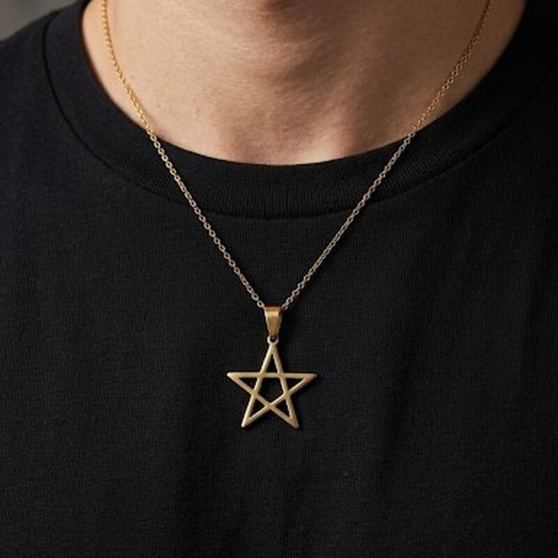 Colar Longo Estrela em Aço