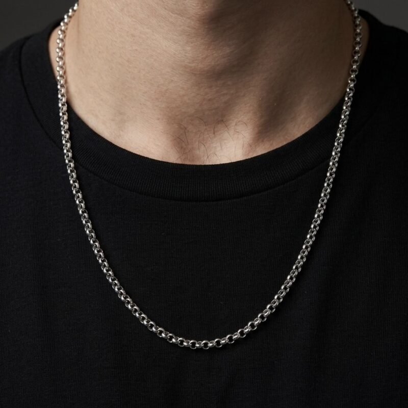 Colar Longo Elo Português em Aço