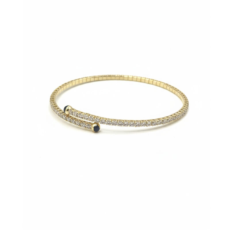 Bracelete Regulavel Cravejado Banhado em Ouro 18k