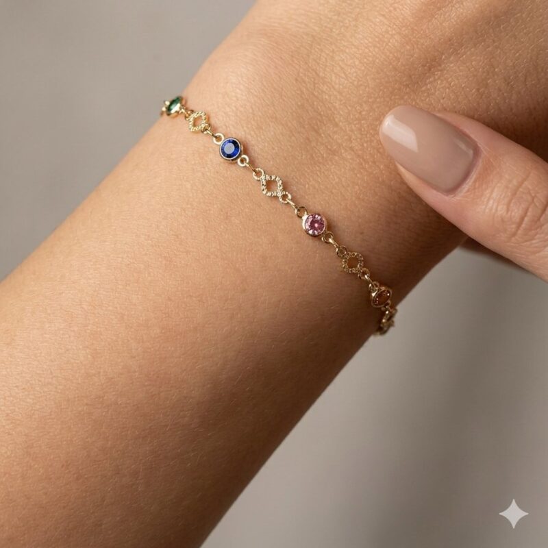 Pulseira T Cravejado Banhado em Ouro 18k