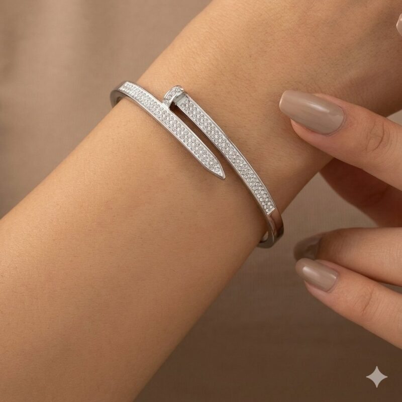 Bracelete Prego Cravejado em Aço