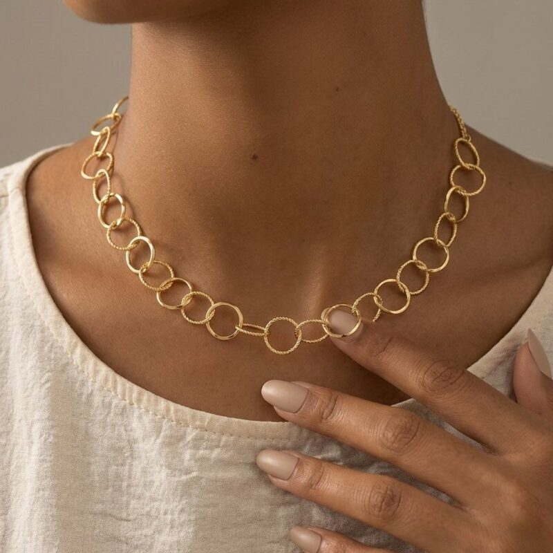 Choker(35cm + 5cm) Circulos Banhado em Ouro 18k