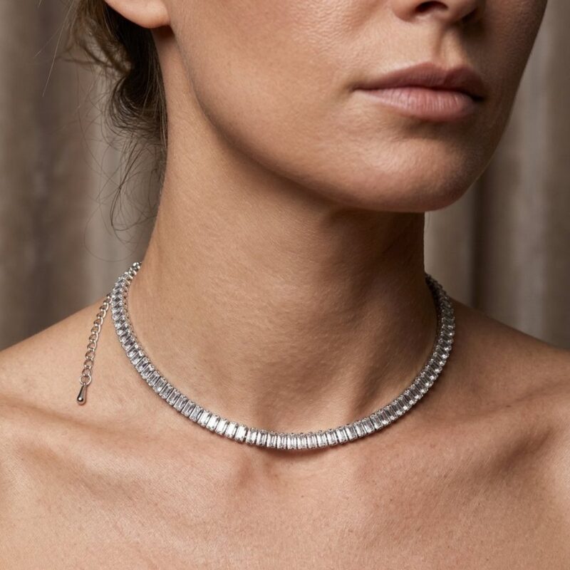 Choker(35 cm + 10 cm) Riviera em Aço