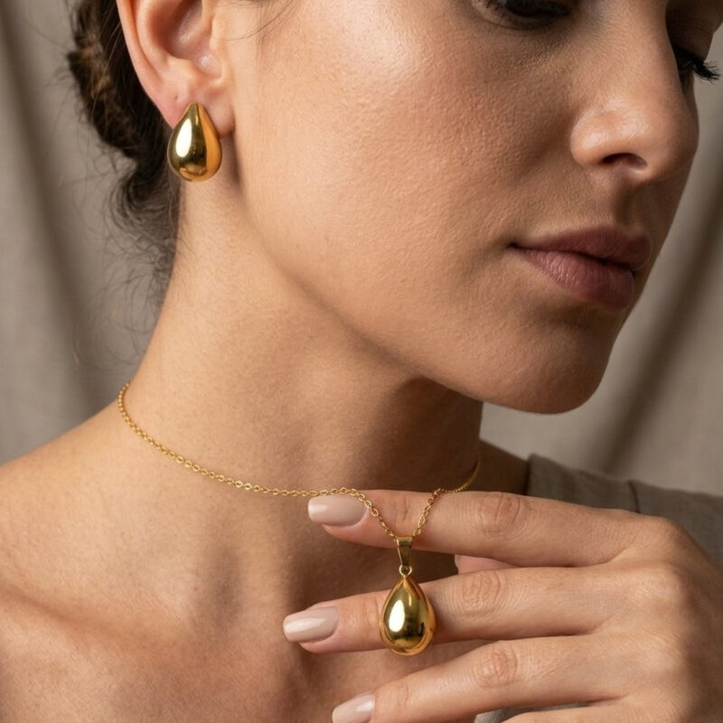 Conjunto Gota Liso em Aço