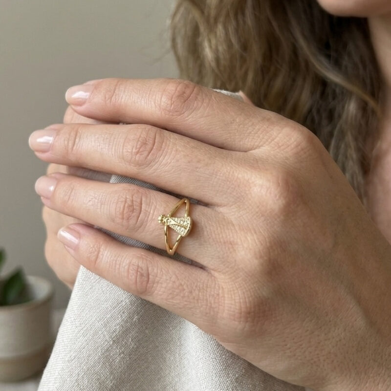 Anel NS Cravejado Banhado em Ouro 18k