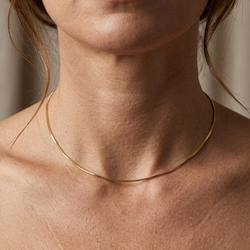 Choker(35 cm + 10 cm) Veneziana Banhado em Ouro 18k