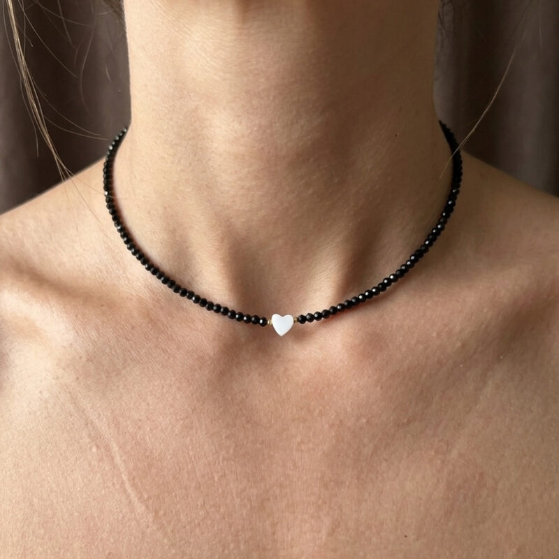 Choker Cristais Coração Banhado em Ouro 18k