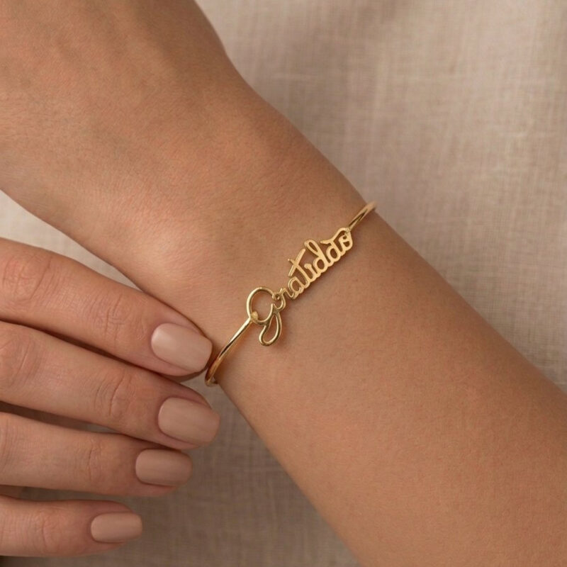 Bracelete Gratidão Banhado em Ouro 18k