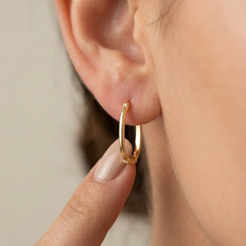 Brinco Argola Oval Banhado em Ouro 18k