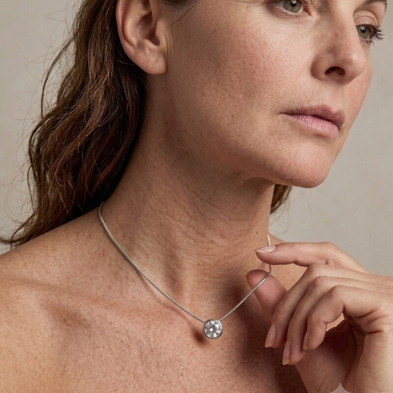 Choker(35 cm + 5 cm)Ponto de Luz Cravejado em Aço