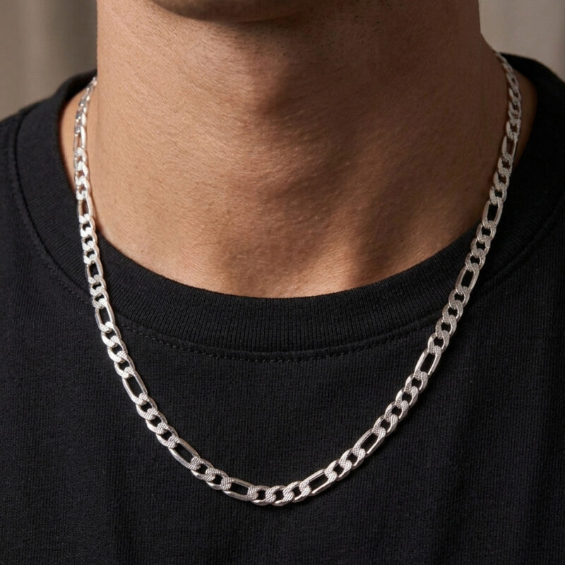 Colar Longo 3/1 Trabalhado em Aço