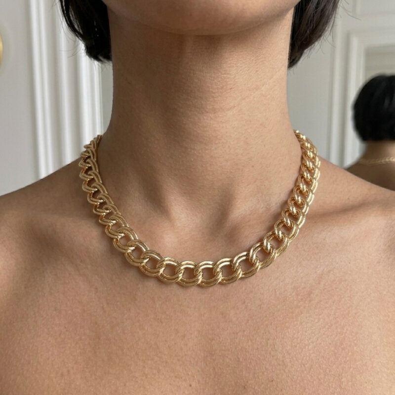Choker(35 cm)Trabalhado Banhado em Ouro 18k