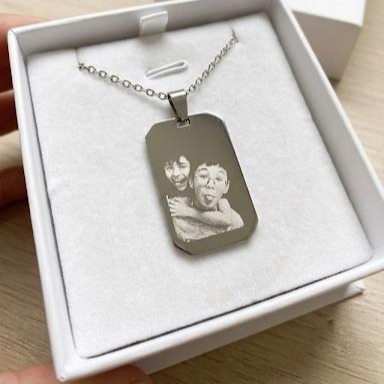 Colar Placa Retangular Personalizado em Aço