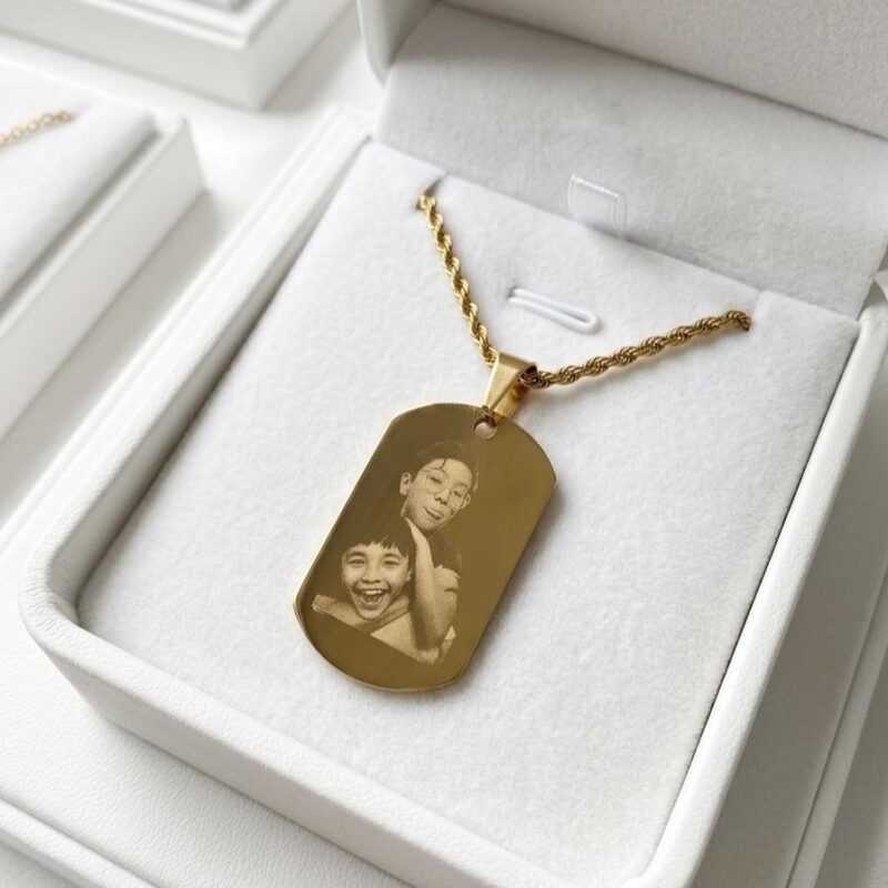 Colar Placa Retangular Personalizado em Aço