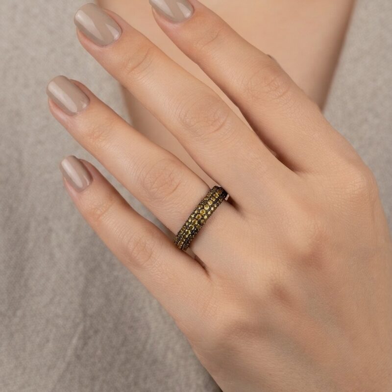 Anel meio colorido cravejado banhado em ouro 18k premium atacado