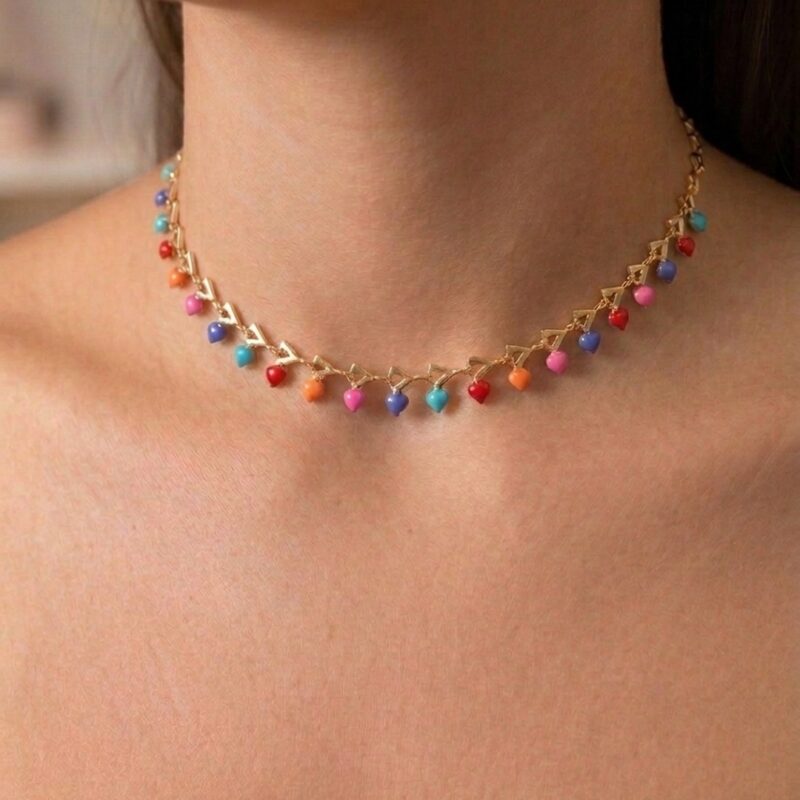 Choker resinada banhado em ouro 18k premium atacado