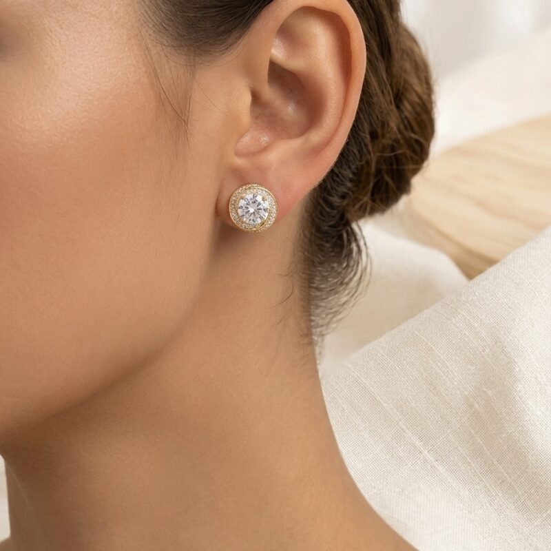 Brinco mandala trabalhado cravejado banhado ouro 18k premium atacado