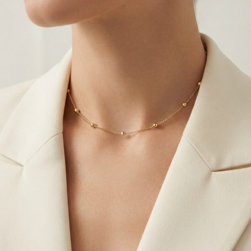 Choker bolinha cadeadinho banhado ouro 18k premium atacado