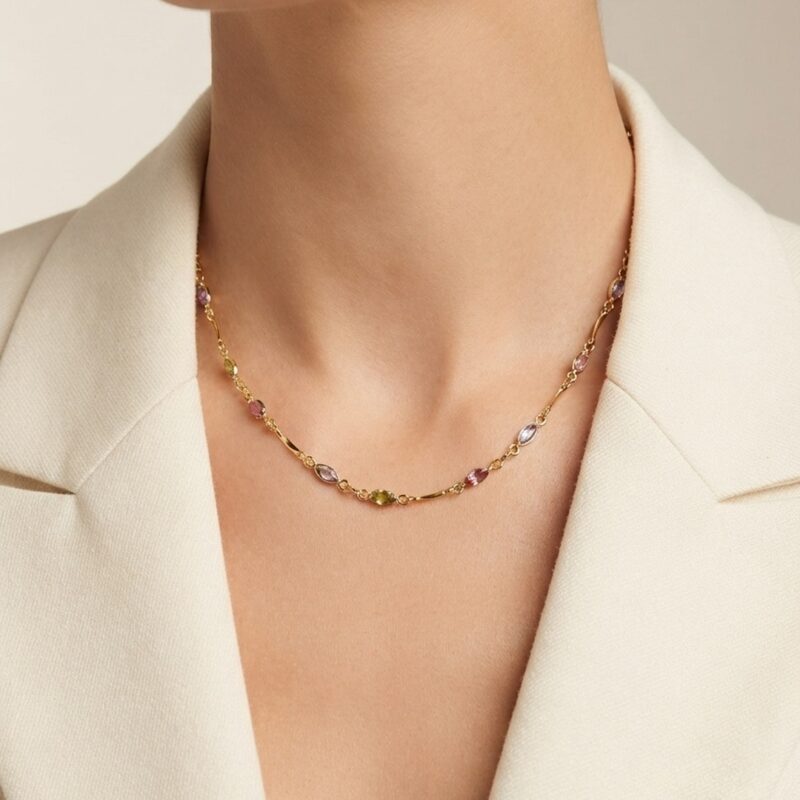 Choker trabalhado cravejado banhado em ouro 18k premium atacado
