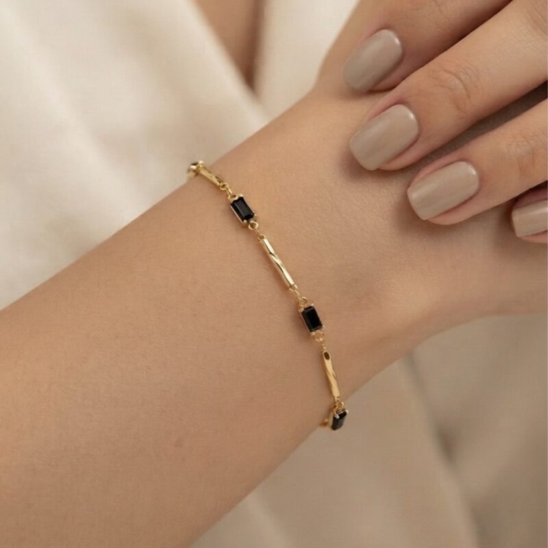Pulseira retangular trabalhado banhada em ouro 18k premium atacado