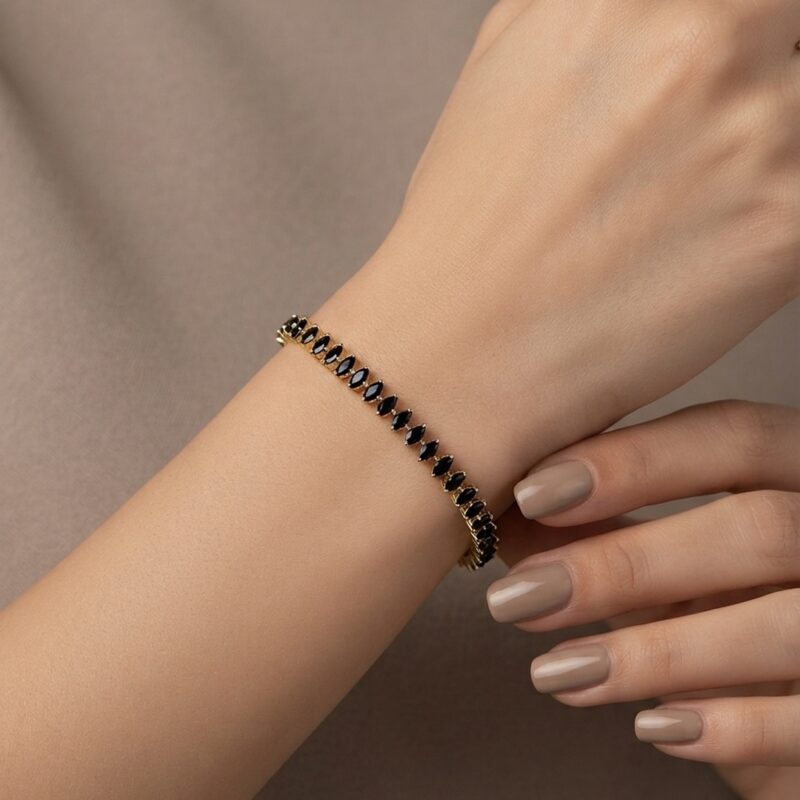 Pulseira riviera hexagonal cravejada banhada ouro 18k premium atacado