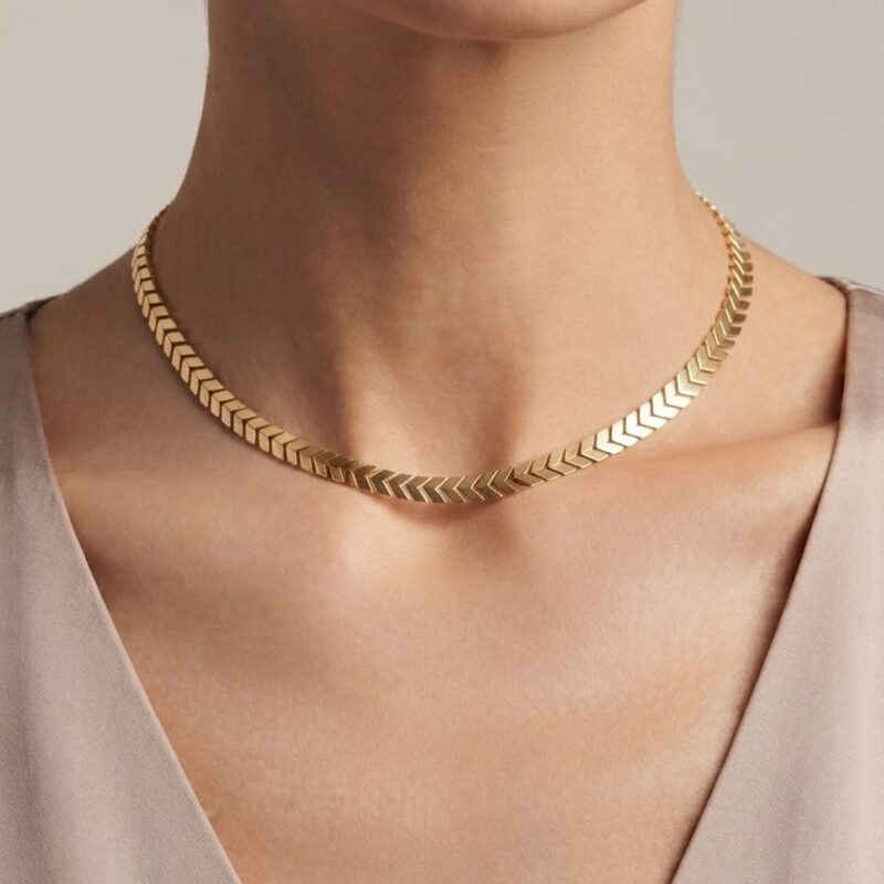 Choker seta 35cm banhado ouro 18K premium liso