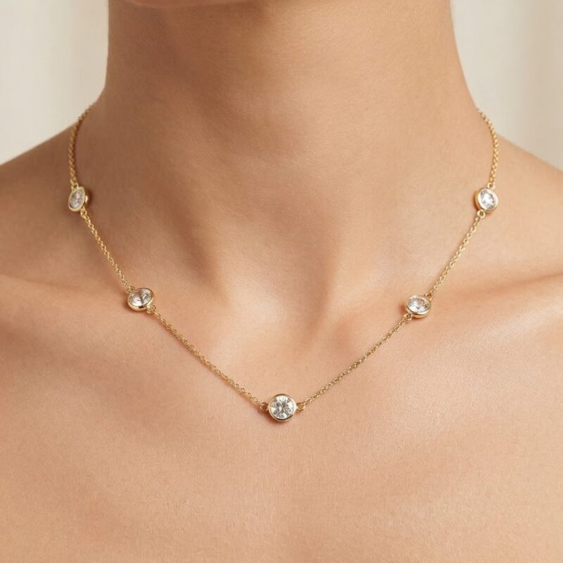 Choker cravejado banhado ouro 18k 35 cm premium