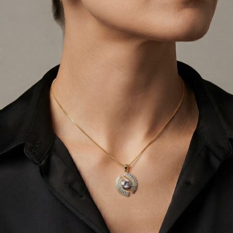 Conjunto trabalhado meio ponto de luz cravejado banhado ouro 18k premium atacado
