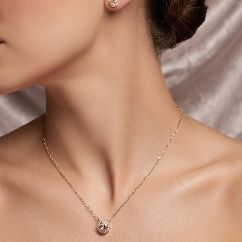 Conjunto Ponto de Luz Microcravejado banhado ouro 18k premium