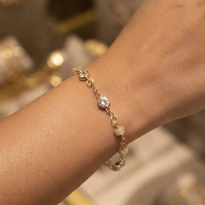 Pulseira T pedras cravejado banhado ouro 18k premium atacado