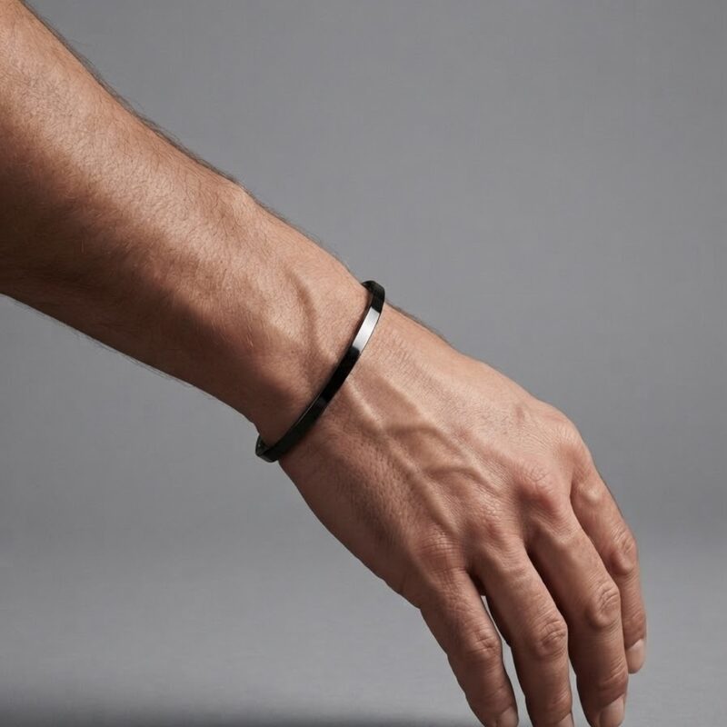 Bracelete aço inoxidável acabamento negro