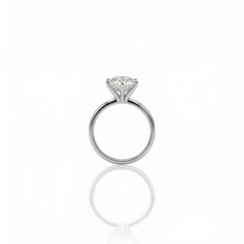 Anel solitário cravejado banhado em rhodium branco, anel solitário rhodium premium atacado