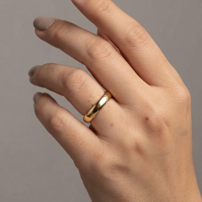 Anel liso regulável banhado ouro 18k, anel premium regulável em ouro