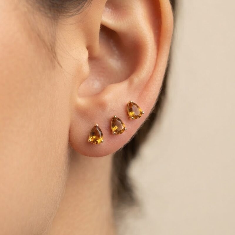 Brinco trio gota 6mm banhado ouro 18k
