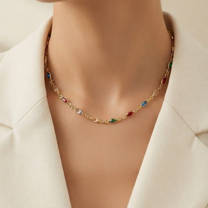 Choker 35cm trabalhado cravejado banhado ouro 18k