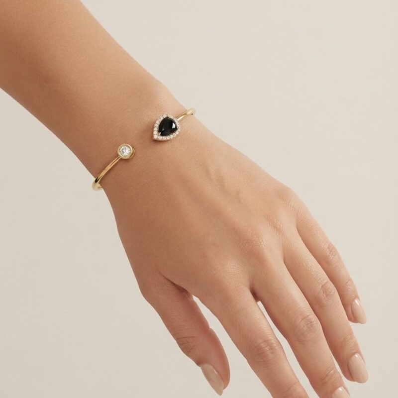 Bracelete regulável gota ponto de luz cravejado banhado ouro 18k