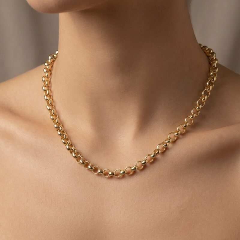 Choker elo português banhado ouro 18K - semijoias premium atacado