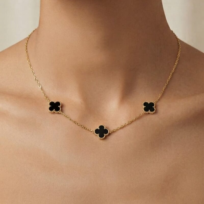 Choker 3 trevos banhado ouro 18k, peça premium para atacado