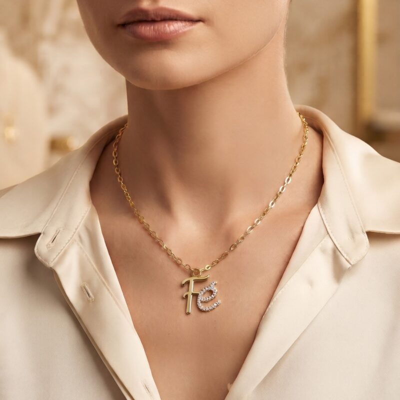 Colar de fé cravejado banhado em ouro 18k, colar fé premium atacado